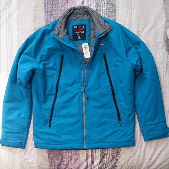 Hollister All Weather Jacket NWT XL TEAL - Picture 1 of 5